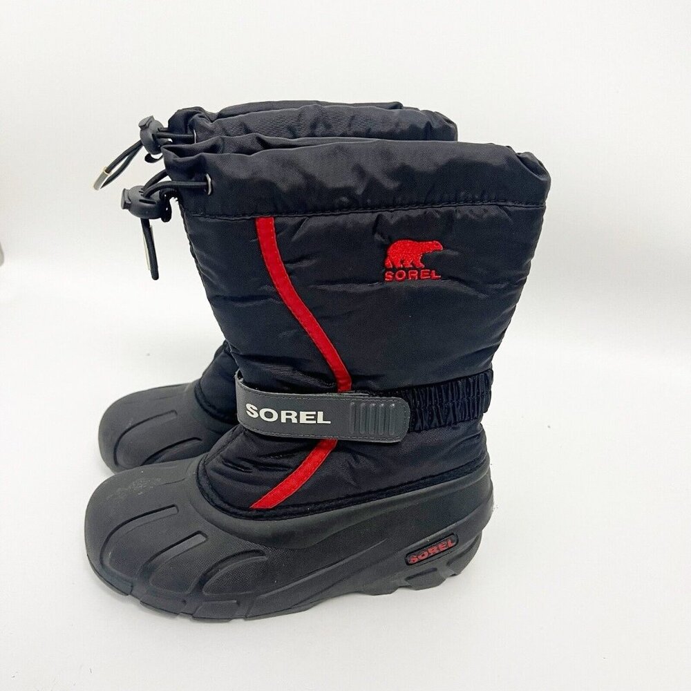 Sorel Kids Black and Red Snow Boots